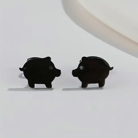 Little Pigs Stainless Steel Stud Earrings #821 (Color: Rose Gold) - Picture 6 of 9